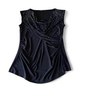 Chaus Black Sleeveless Blouse with Embellishments